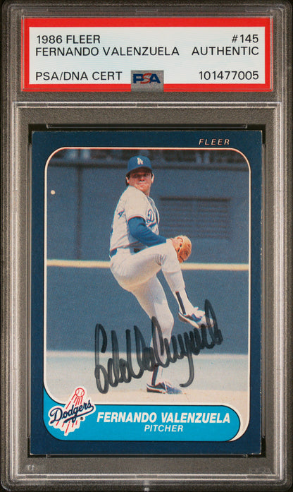 Fernando Valenzuela 1986 Fleer #145 Autograph PSA Auth