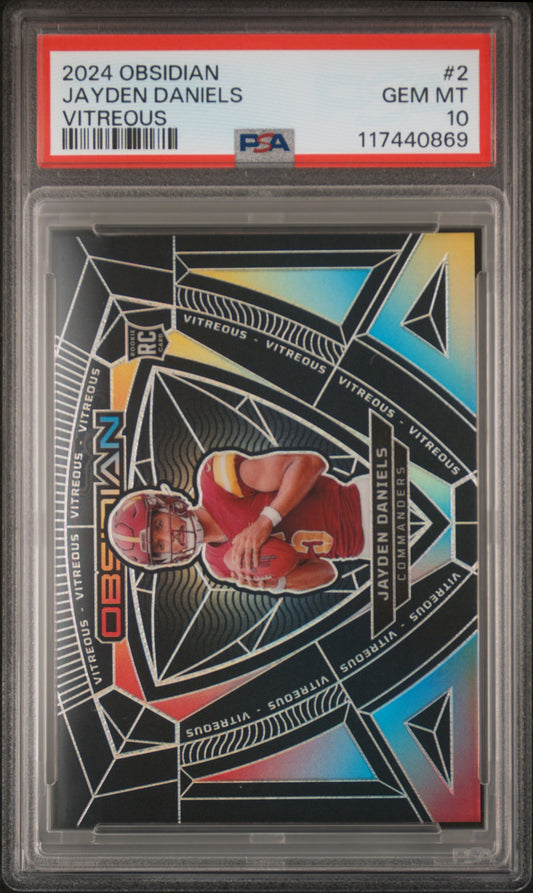 Jayden Daniels 2024 Panini Obsidian Vitreous Rookie PSA 10 Gem Mint