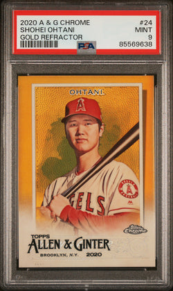 Shohei Ohtani 2020 Topps Allen and Ginter Chrome Gold Refractor #35/50 PSA 9 Mint