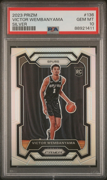 Victor Wembanyama 2023 PAnini Prizm Rookie #136 Silver Prizm PSA 10 Gem Mint 1411