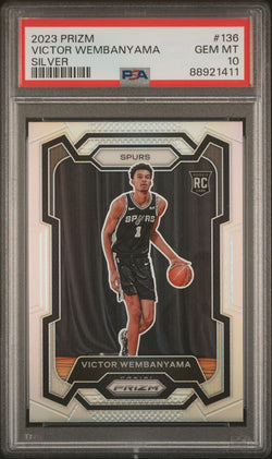 Victor Wembanyama 2023 PAnini Prizm Rookie #136 Silver Prizm PSA 10 Gem Mint 1411