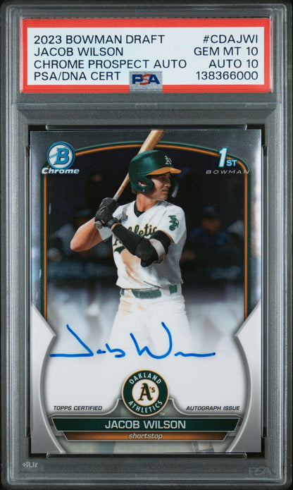 Jacob Wilson 2023 Bowman Chrome Draft Auto PSA 10 Auto 10 6000