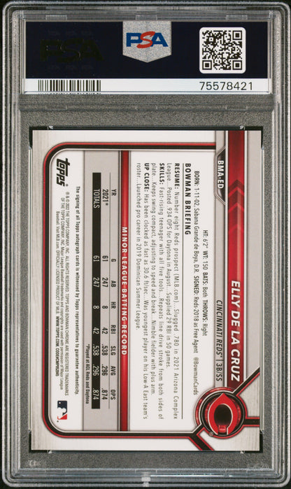 Elly de la Cruz 2022 Bowman Chrome Mega Box Auto PSA 10 Gem Mint 8421