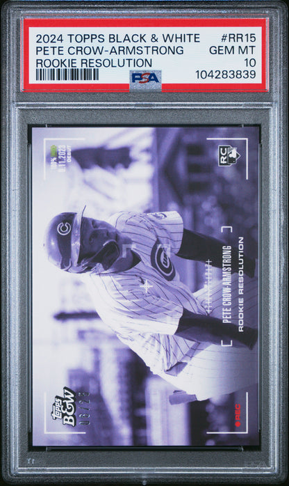 Pete Crow-Armstrong 2023 Topps Black and White Rookie Resolution Purple #6/25 PSA 10 Gem Mint