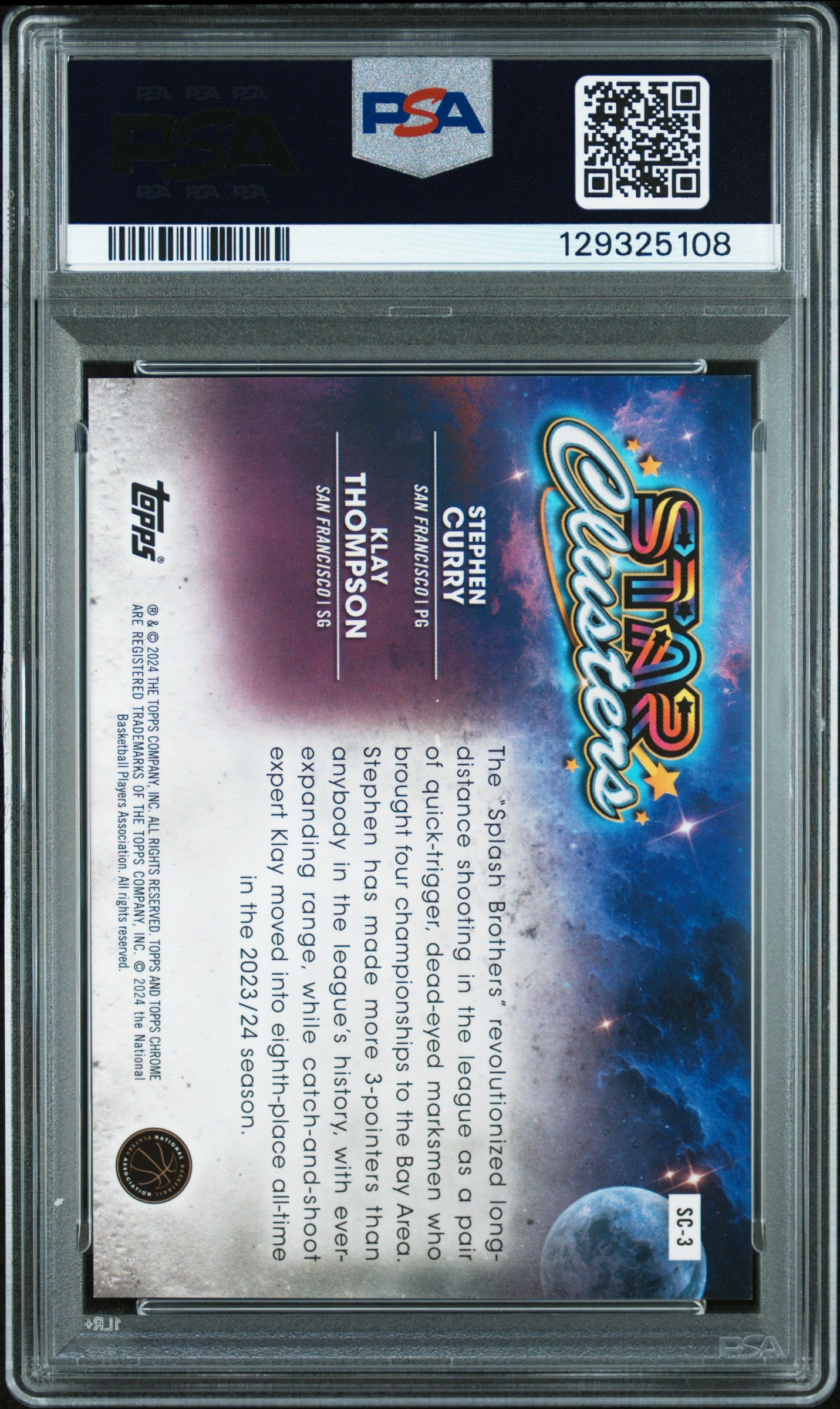 Stephen Curry + Klay Thompson 2023 Topps Chrome Cosmic Star Clusters Black #8/10 PSA 9 Mint