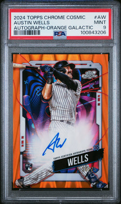 Austin Wells 2023 Topps Chrome Cosmic Orange Auto #20/25 PSA 9 Mint