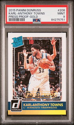 Karl-Anthony Towns 2015 Panini Donruss Press Proof Gold #3/10 PSA 9 Mint