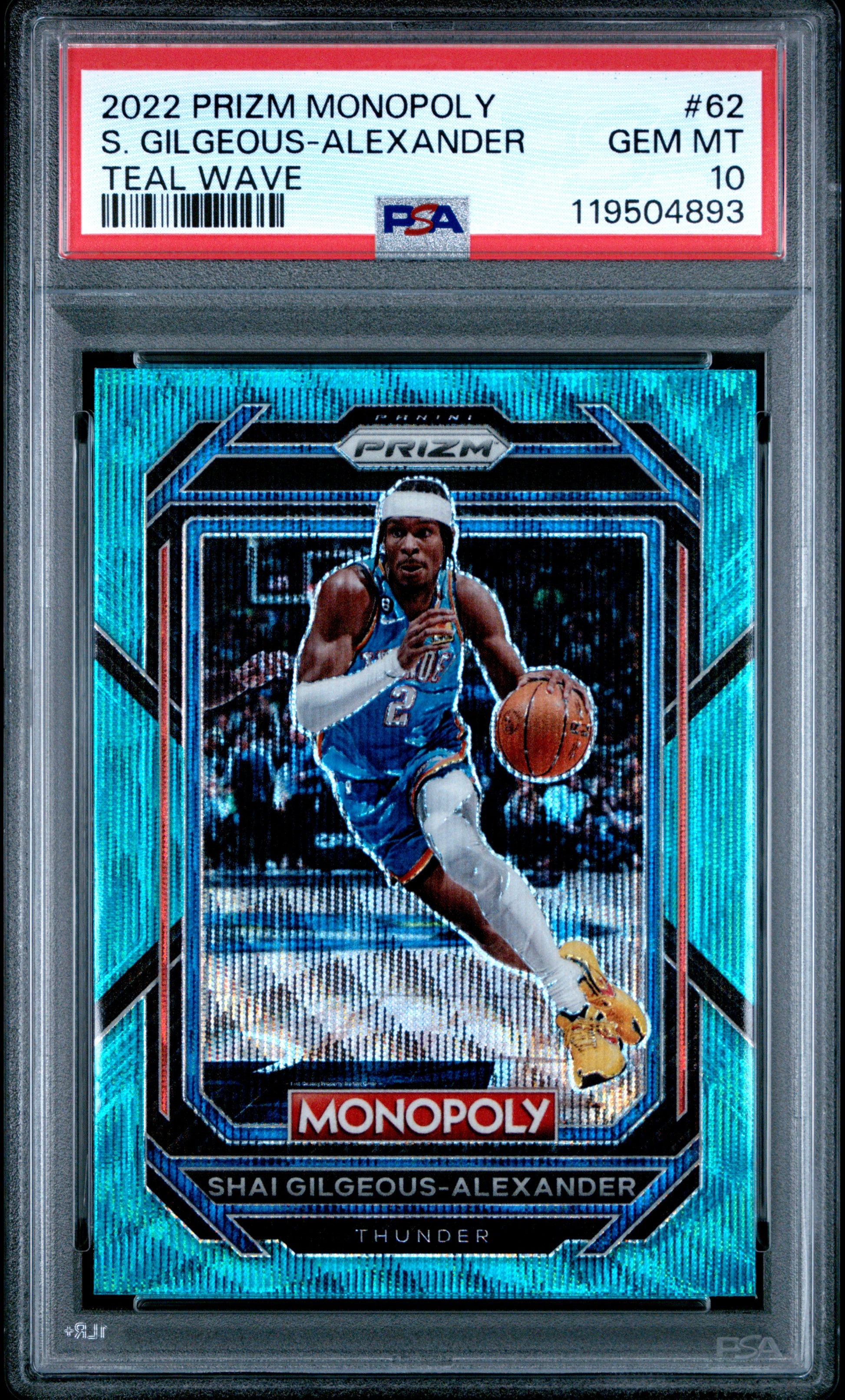 Shai Gilgeous-Alexander 2022 Prizm Monopoly #62 Teal Wave PSA 10 Gem Mint