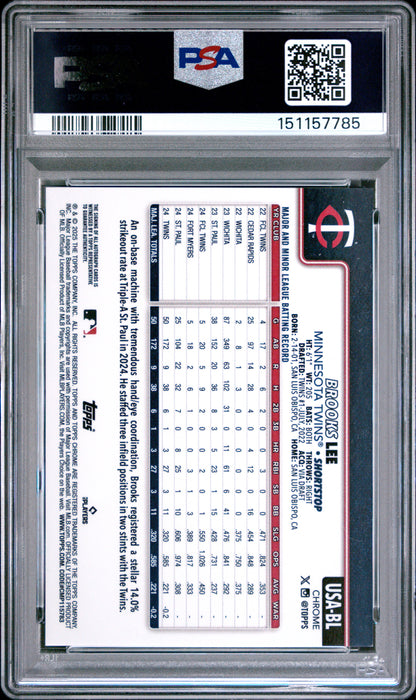 Brooks Lee 2025 Topps Chrome Update Sapphire Red Auto #3/5 PSA 9 Mint