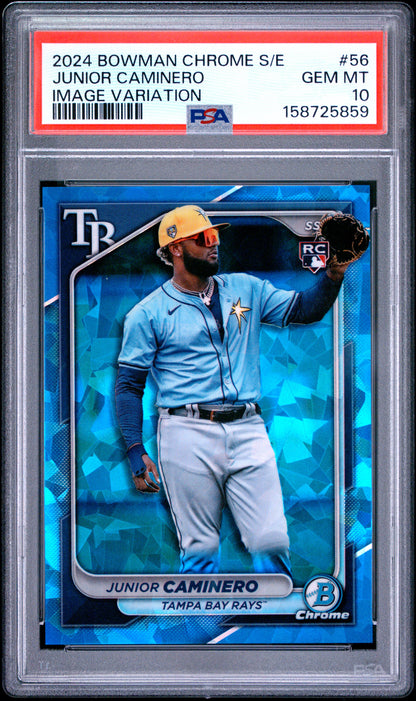Junior Caminero 2024 Bowman Chrome Sapphire Image Variation PSA 10 Gem Mint