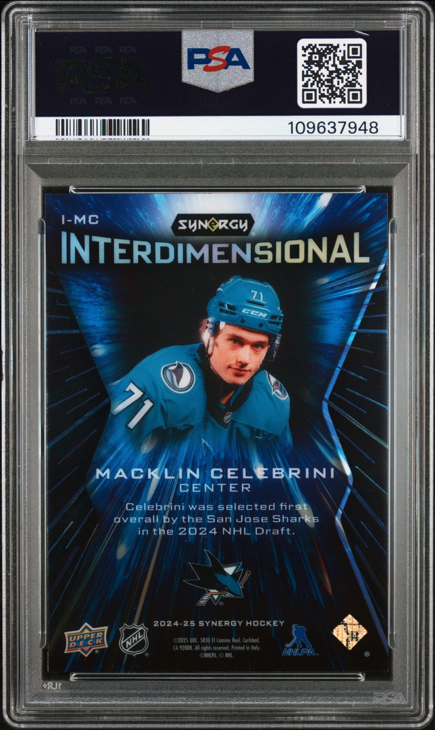 Macklin Celebrini 2024 Upper Deck Synergy Interdimensional PSA 9 Mint