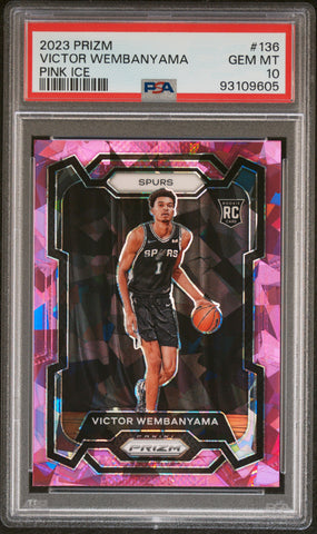 Victor Wembanyama 2023 Panini Prizm #136 Pink Ice PSA 10 Gem Mint 9605