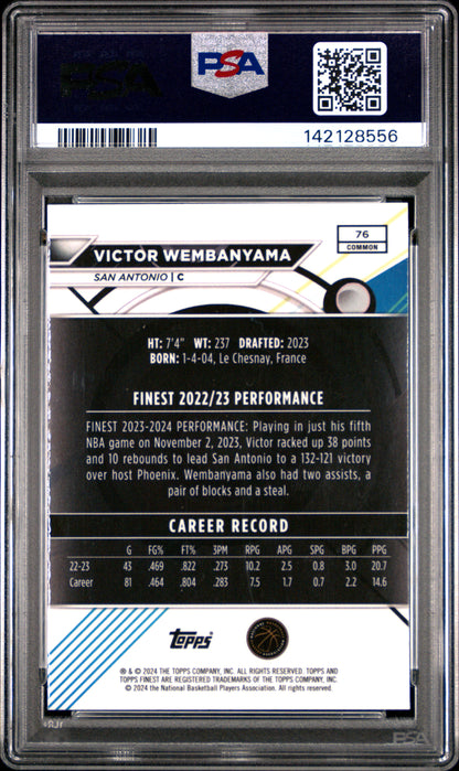 Victor Wembanyama 2023 Topps Finest Rookie #76 Gold Geometric #43/50 PSA 10 Gem Mint