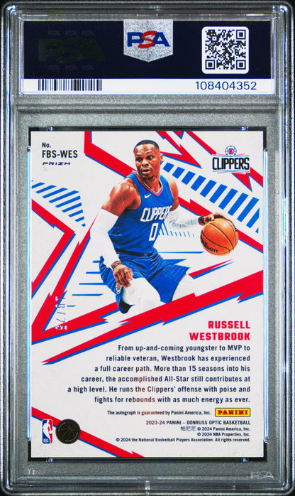 Russell Westbrook 2023 Donruss Optic Fast Break Signature Pink #18/25 PSA 9 Mint
