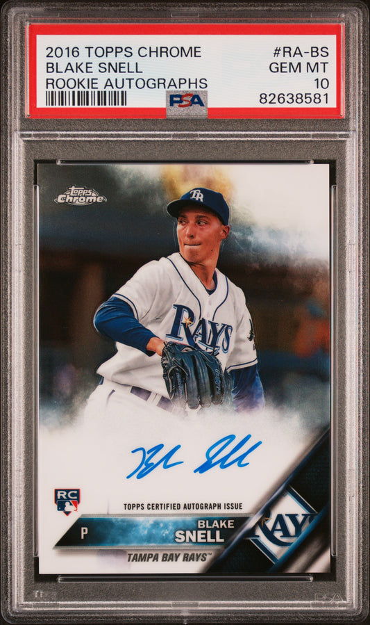 Blake Snell 2016 Topps Chrome Rookie Autograph PSA 10 Gem Mint