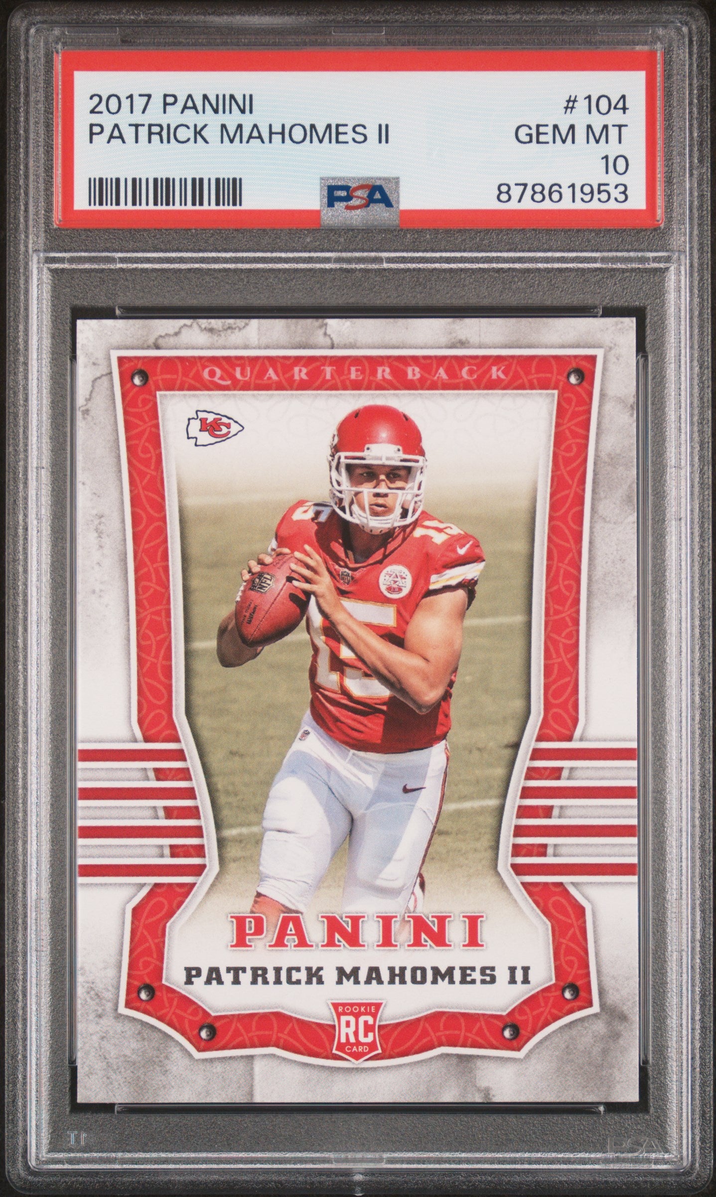 Patrick Mahomes 2017 Panini #104 PSA 10 Gem Mint
