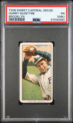 Harry McIntyre Brooklyn 1909-11 T206 Sweet Caporal 350/25 PSA 1 MK Poor