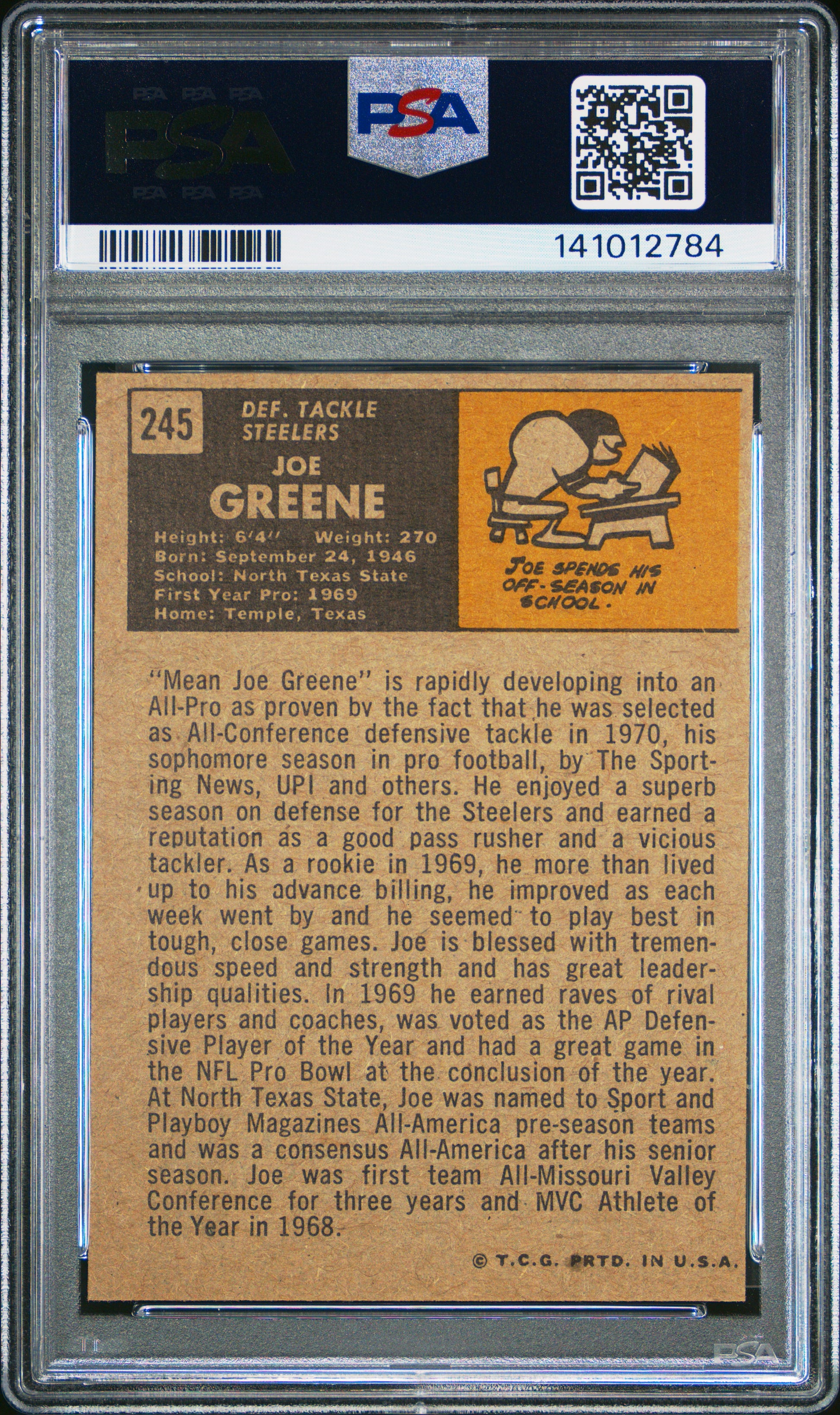 Joe Greene 1971 Topps Rookie #245 PSA Authentic 2784
