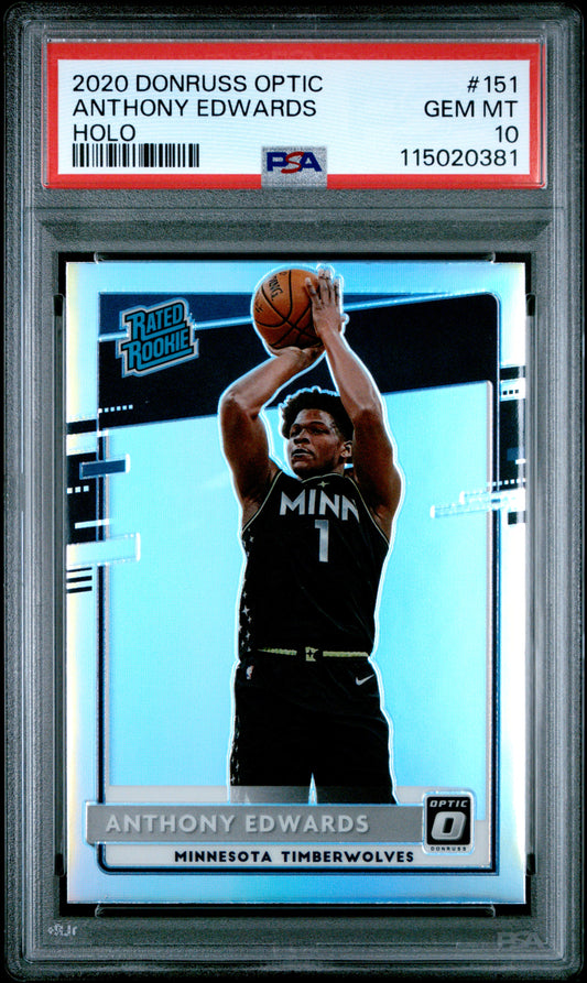 Anthony Edwards 2020 Donruss Optic Rookie #151 Holo PSA 10 Gem Mint 0381