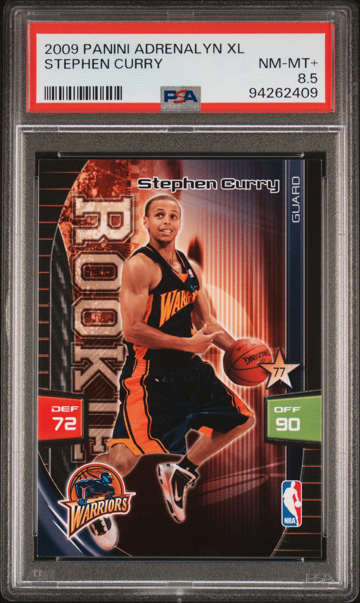 Steph Curry 2009 Panini Adrenlyn XL Rookie PSA 8.5 Nm-Mint+