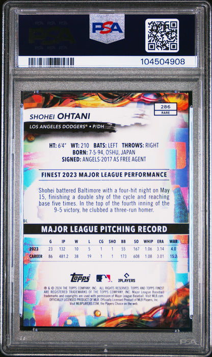 Shohei Ohtani 2024 Topps Finest Sky Blue Refractor #85/150 PSA 10 Gem Mint