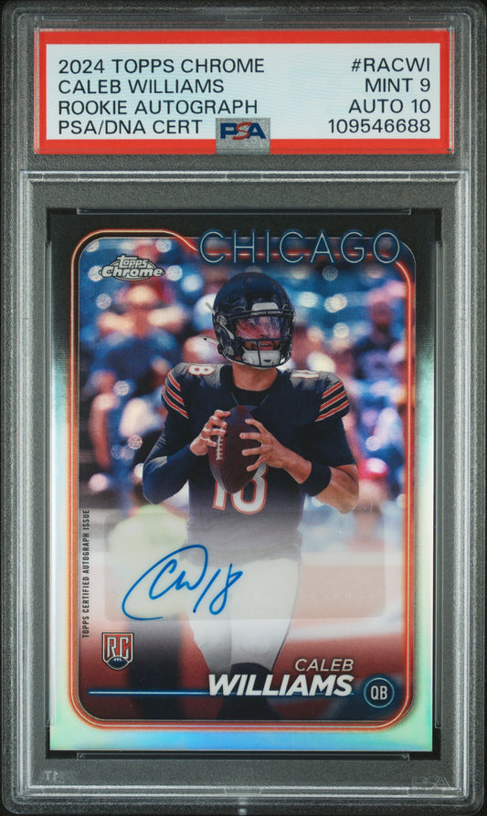 Caleb Williams 2024 Topps Chrome Rookie Auto PSA 9 Auto 10