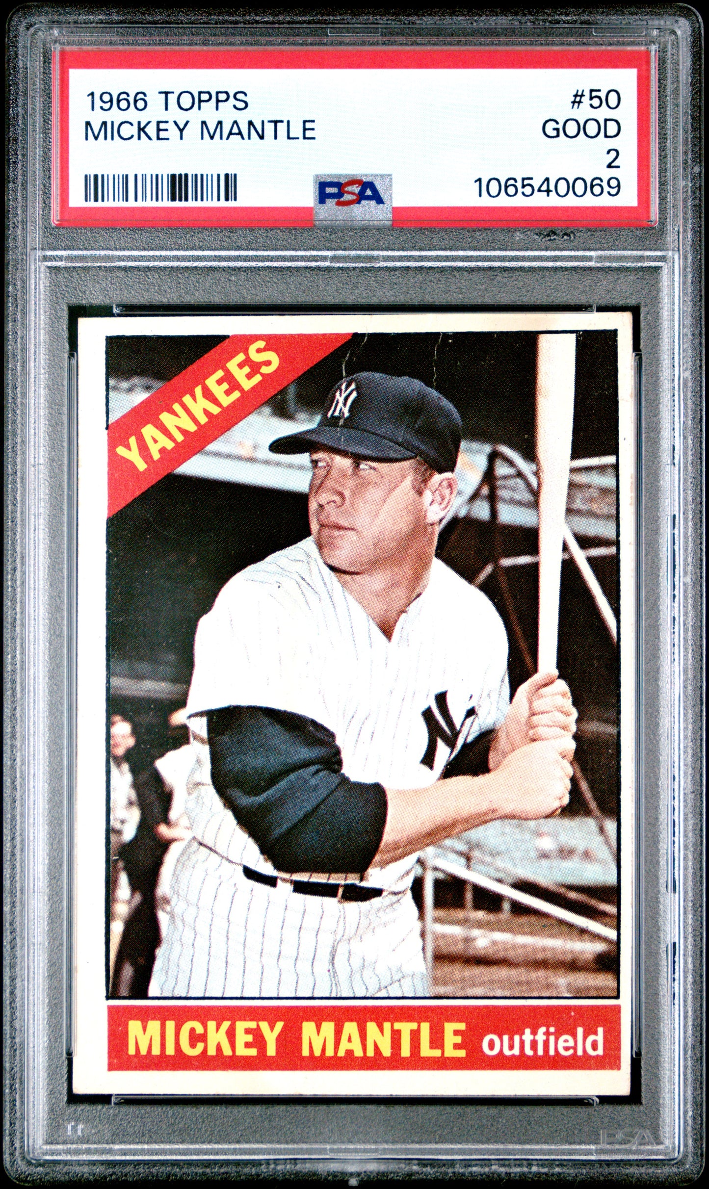 Mickey Mantle 1966 Topps #50 PSA 2 Good 0069