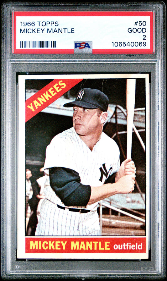 Mickey Mantle 1966 Topps #50 PSA 2 Good 0069