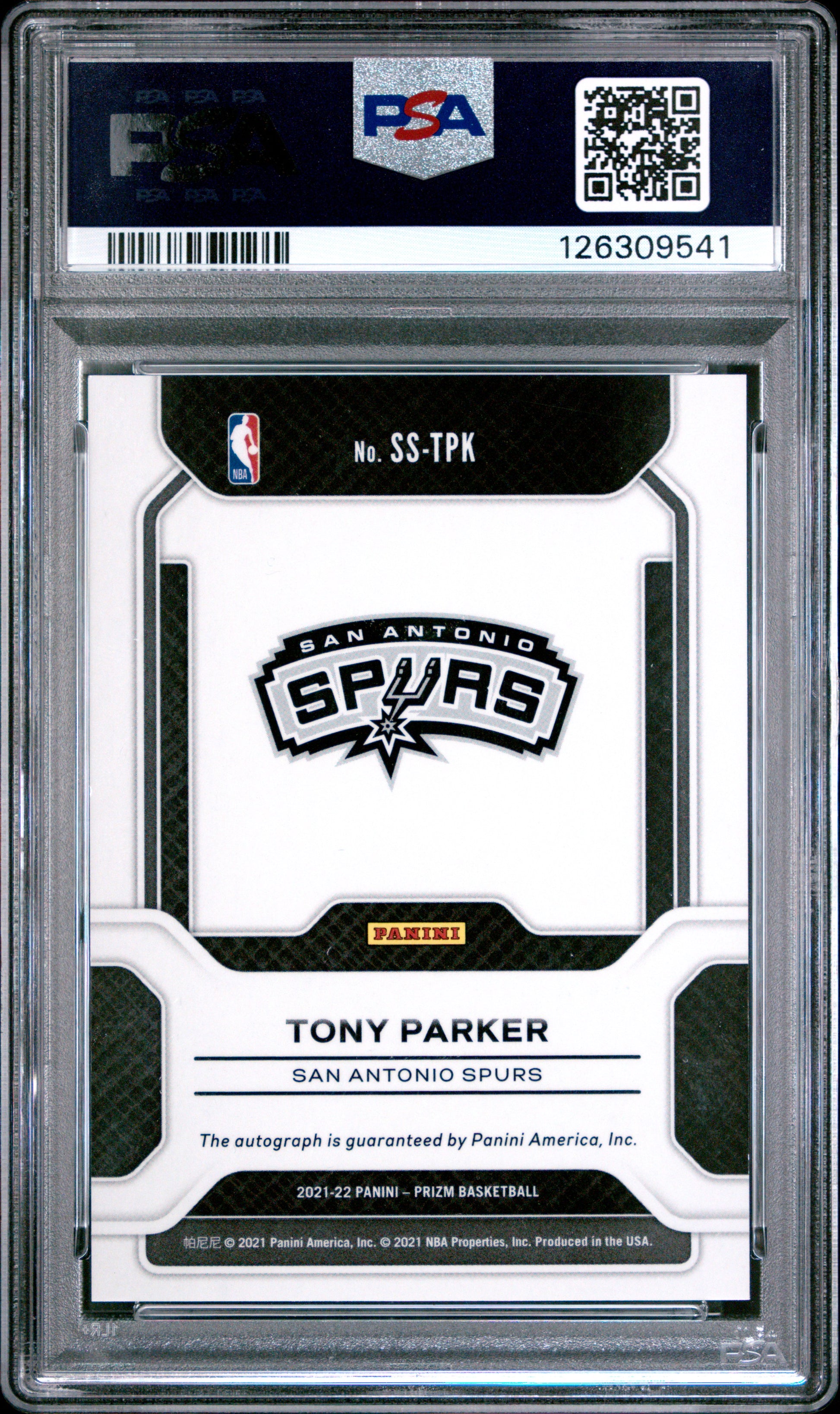 Tony Parker 2021 Panini Prizm Sensational Signatures PSA 10 Gem Mint