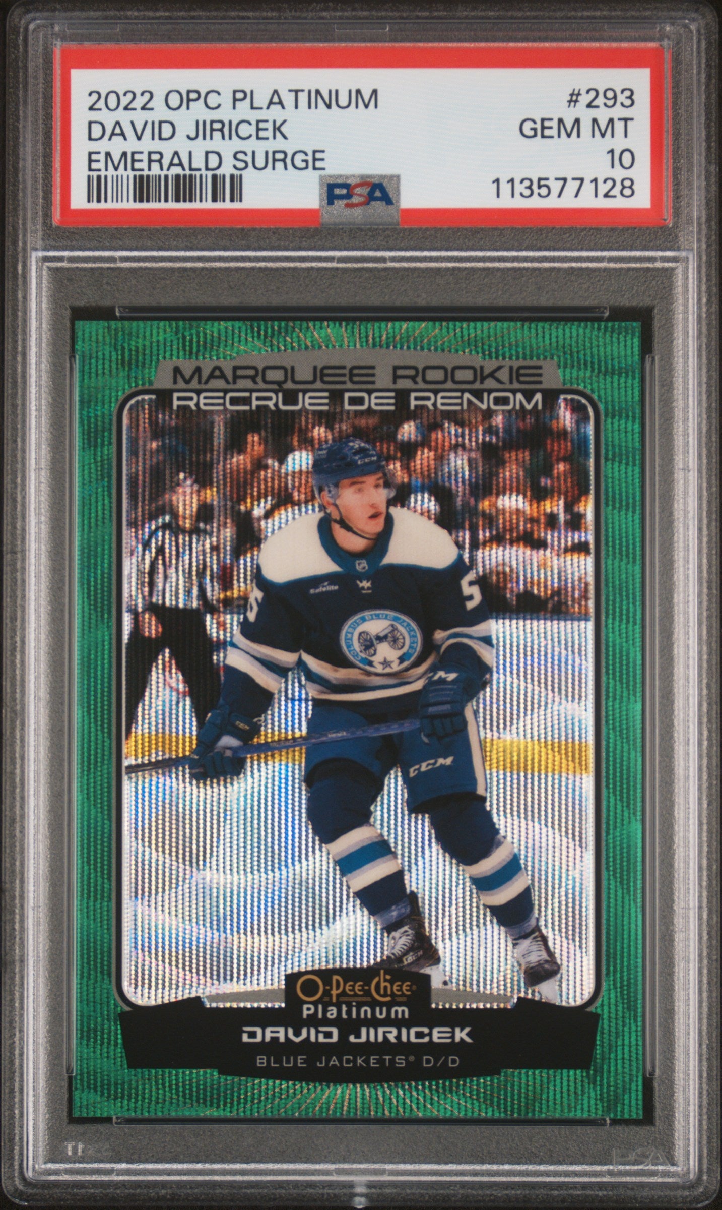 David Jiricek 2022 OPC Platinum #293 Emerald Surge #4/10 PSA 10 Gem Mint