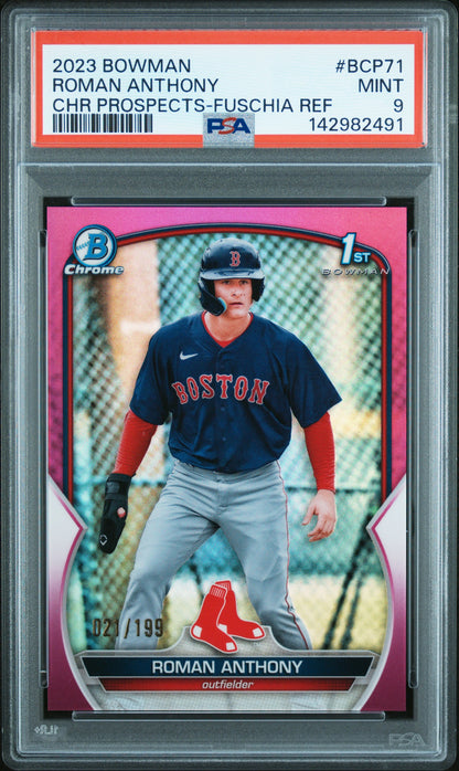 Roman Anthony 2023 Bowman Chrome Fuschia Refractor PSA 9 Mint