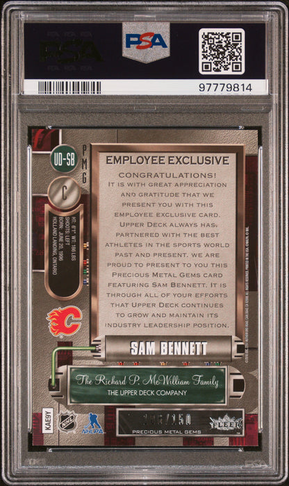 Sam Bennett 2015 Upper Deck Employee Precious Metal Gems Purple #106/175 PSA 8 Nm-Mint