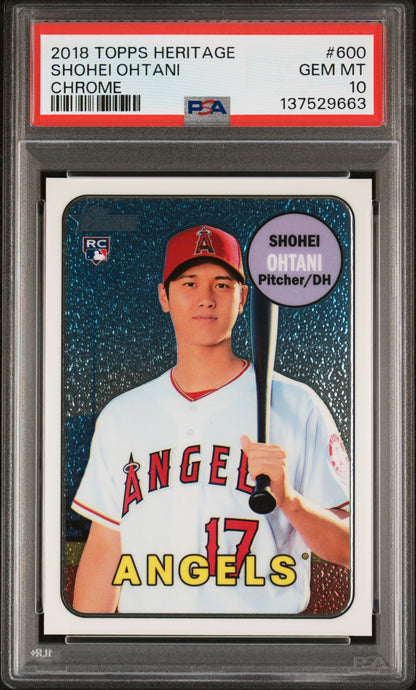 Shohei Ohtani 2018 Topps Heritage Chrome Rookie ##628/999 PSA 10 Gem Mint