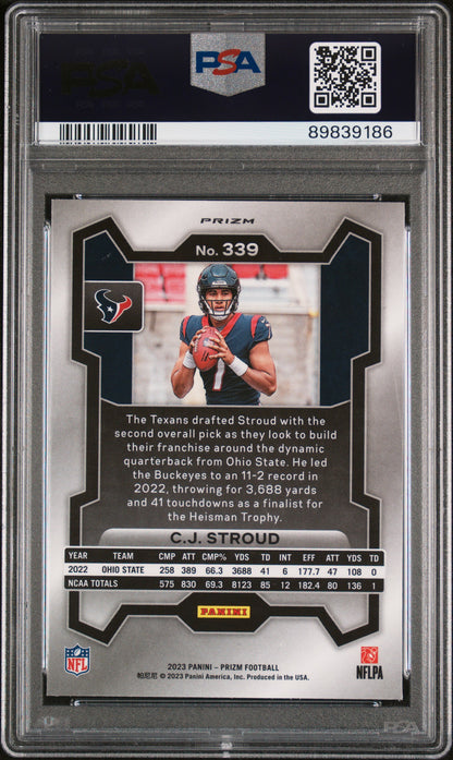 CJ Stroud 2023 Panini Prizm Rookie #339 Lazer PRizm PSA 10 Gem Mint 9186