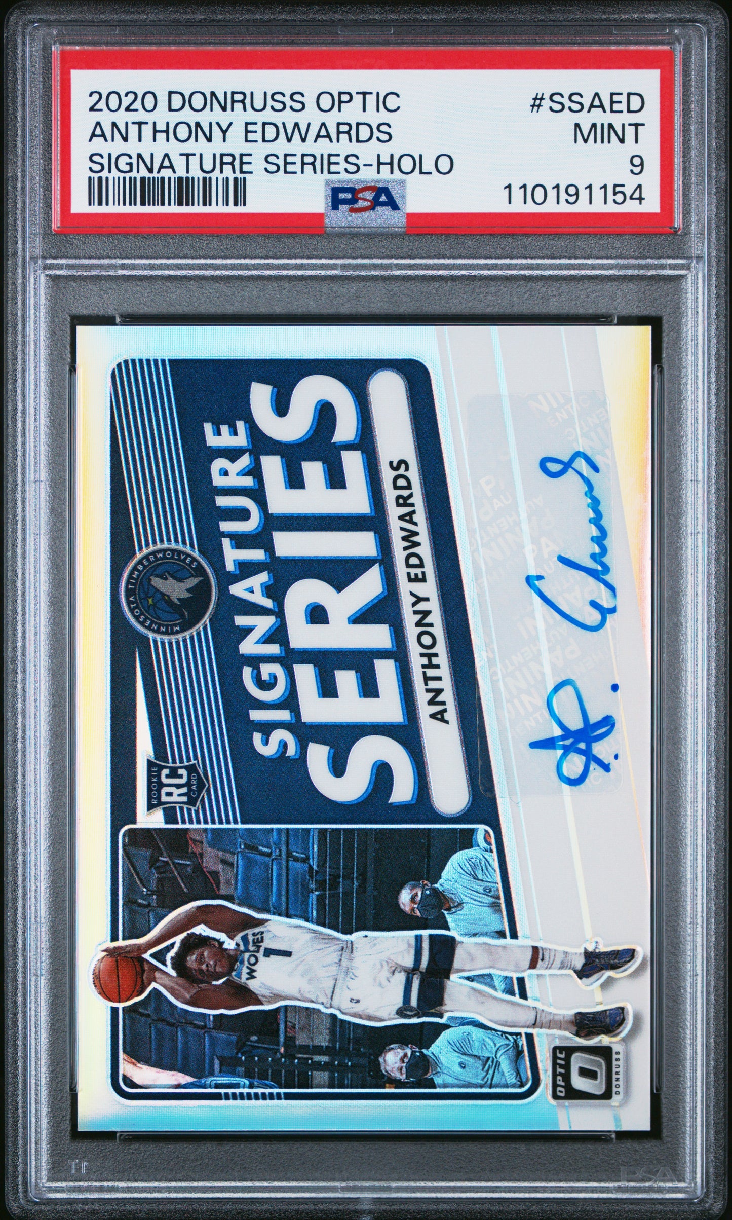 Anthony Edwards 2020 Donruss Optic Signature Series Holo Auto PSA 9 Mint