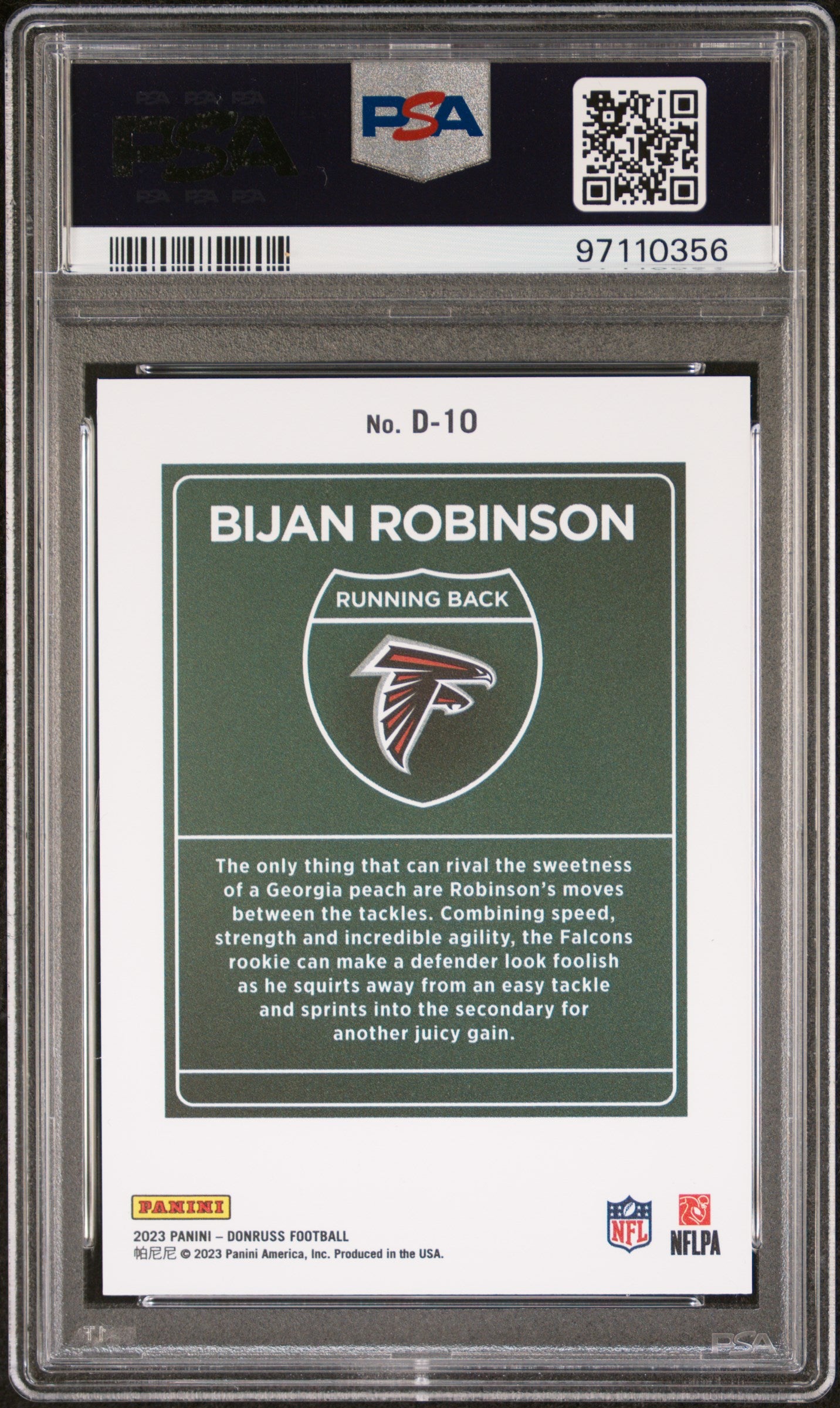 Bijan Robinson 2023 Donruss Downtown PSA 9 Mint