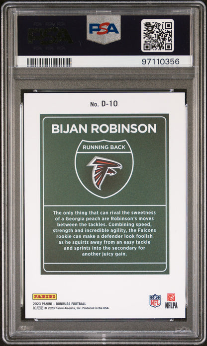 Bijan Robinson 2023 Donruss Downtown PSA 9 Mint