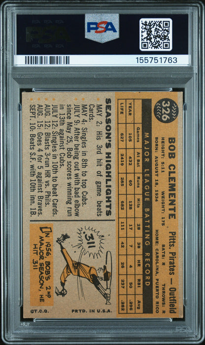 Bob Clemente 1960 Topps #326 PSA 5 Ex 1763