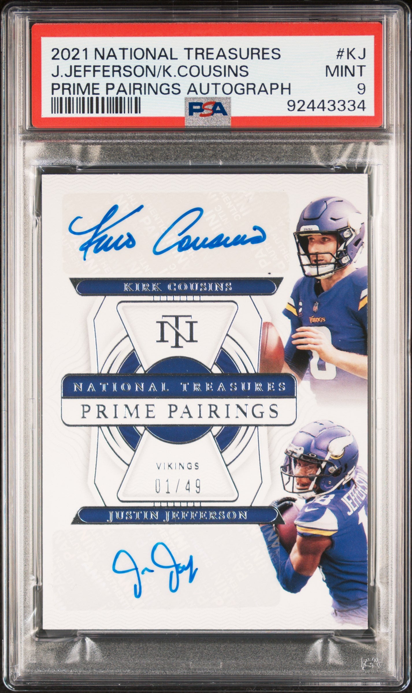 ★ＵＳオリジナル盤【KENDUN刻印】★『THE NIGHTS』ザ・ナイツ Justin Jefferson + Kirk Cousins 2021 Panini National Treasures