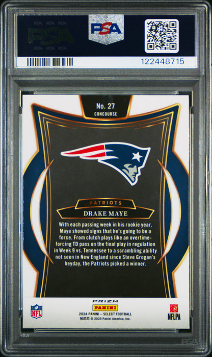 Drake Maye 2024 Select #27 Red and Blue Shock PSA 10 Gem Mint