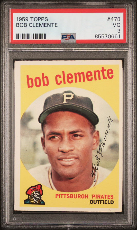 Bob Clemente 1959 Topps #478 PSA 3 Very Good 0661