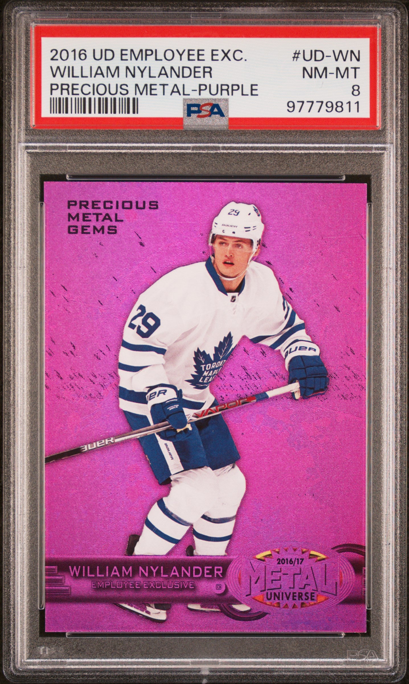 William Nylander 2016 Upper Deck Employee Precious Metal Gems Purple #46/175 PSA 8 Nm-Mint
