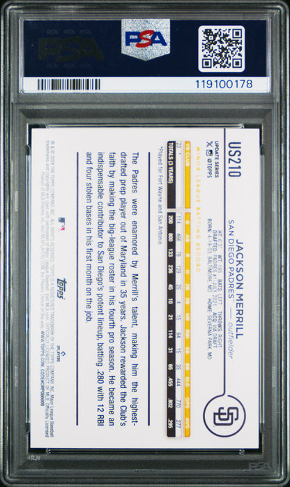 Jackson Merrill 2024 Topps Update Rookie #US210 PSA 10 Gem Mint