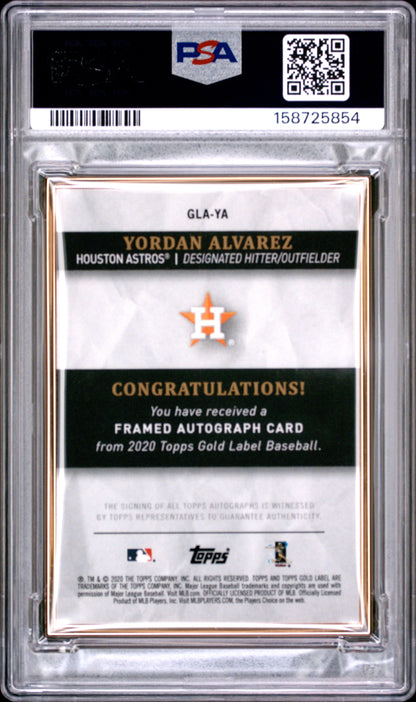 Yordan Alvarez 2020 Topps Gold Label Framed Rookie Auto PSA 9 Mint