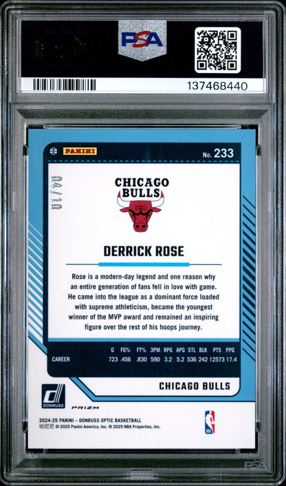 Derrick Rose 2024 Donruss Optic #233 Gold Fast Break #4/10 PSA 10 Gem Mint