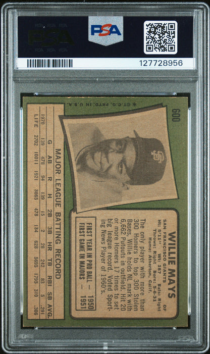 Willie Mays 1971 Topps #600 PSA 5 EX 8956