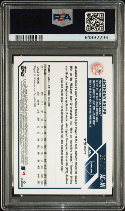 Anthony Volpe 2023 Topps Chrome Update Orange Auto #25/25 PSA 10 Auto 10