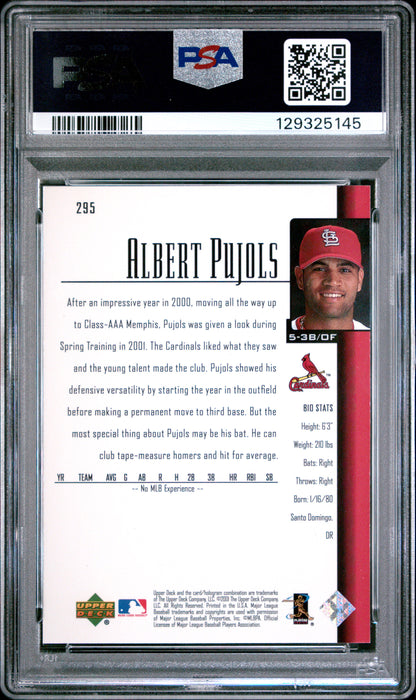 Albert Pujols 2001 Upper Deck Rookie #295 PSA 9 Mint 5145