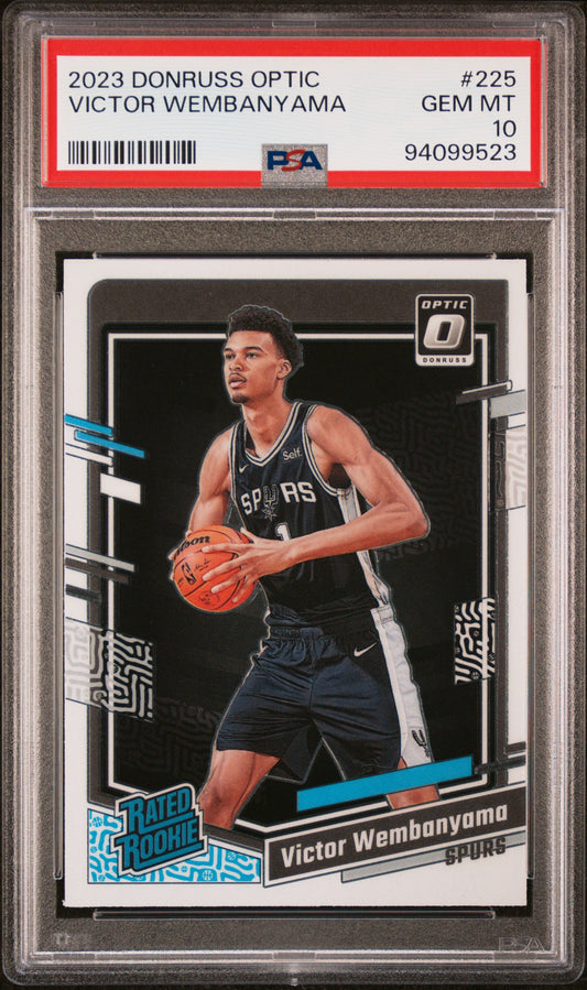 Victor Wembanyama 2023 DOnruss Optic Rookie #225 PSA 10 Gem Mint 9523