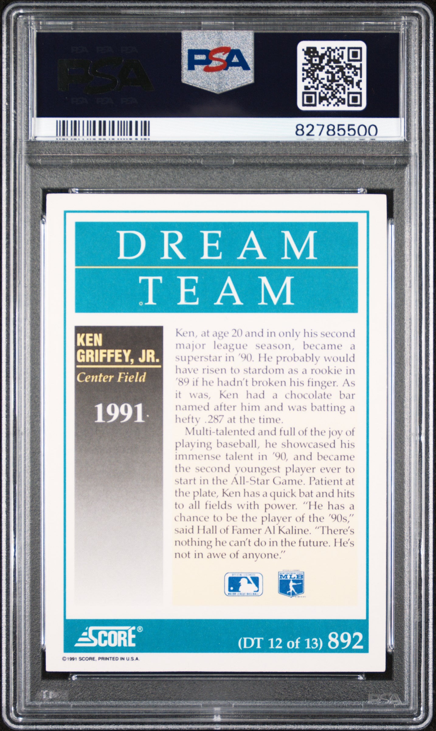 Ken Griffey Jr. 1991 Score #892 Dream Team PSA 10 Gem Mint